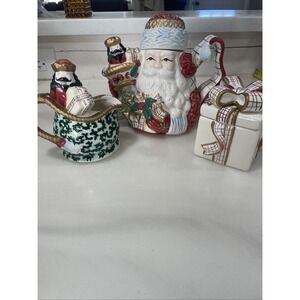Full Set Avon St Nicholas Teapot Old World Santa Christmas Figural Porcelain Lid